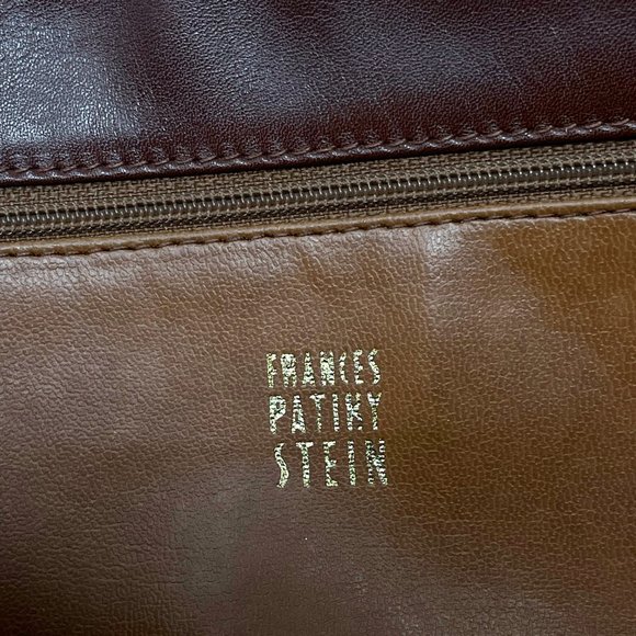 Vintage 70s Frances Patiky Stein Brown Leather Clutch - Picture 9 of 14